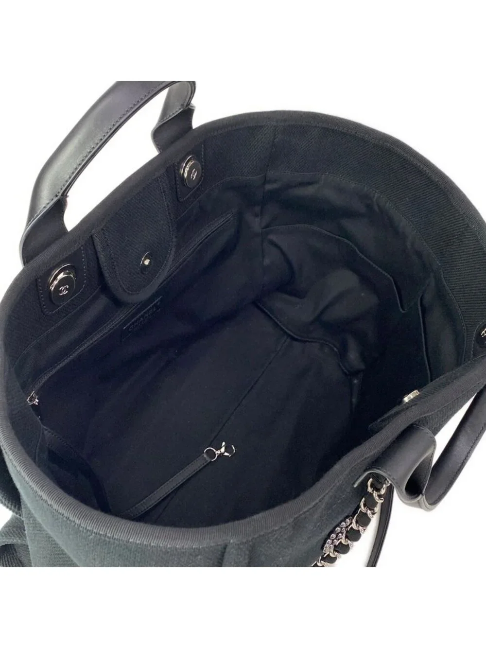 Chanel Tote Deauville Line GM Black Chain Shoulder Leather